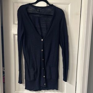 Calvin Klein Jeans Blue Cardigan Sweater Long V-Neck
